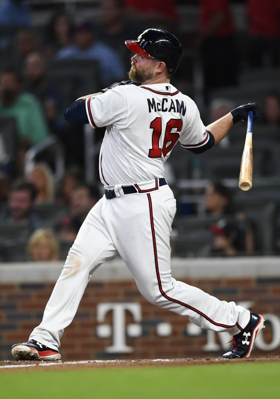 McCann homers twice, Braves with 5th straight